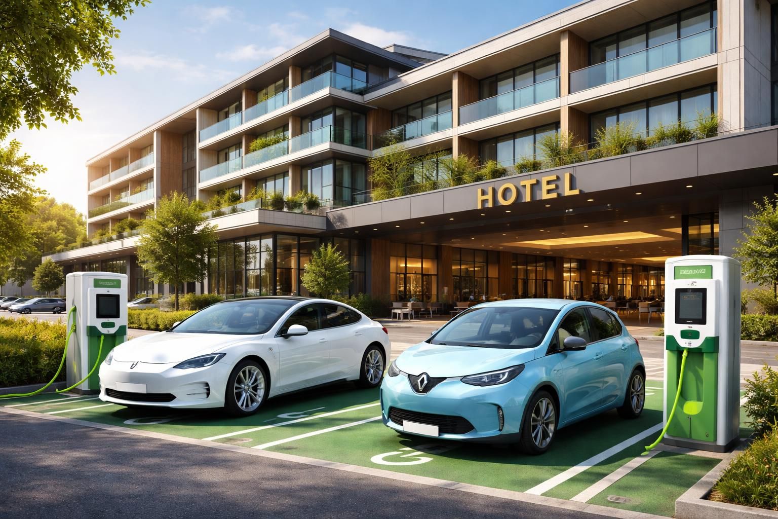 découvrez notre sélection d'hôtels offrant un parking gratuit équipé pour tesla model 3, renault zoé et stations de recharge rapide, pour un séjour confortable et pratique.