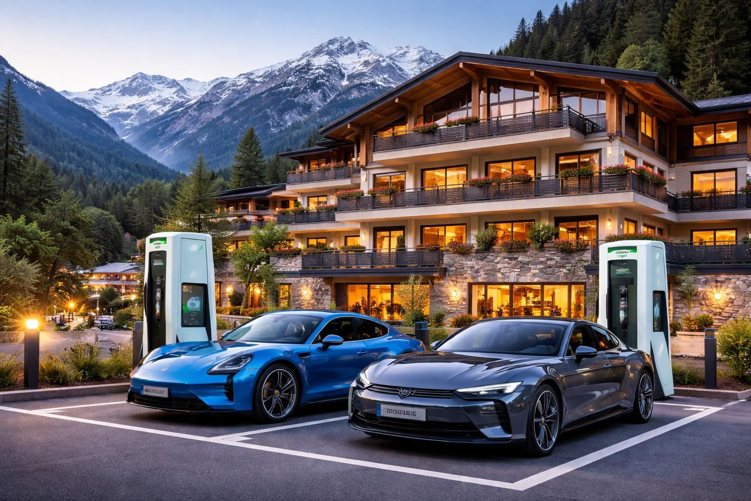 découvrez notre sélection d'hôtels équipés de bornes de recharge pour votre porsche taycan ou audi e-tron gt, alliant confort et praticité pour vos voyages électriques.